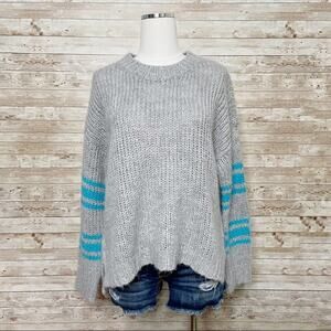 Aerie Fuzzy Feels Sweater Gray Blue Mohair Wool Slouchy Preppy Casual Size XS